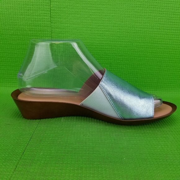 ✅Italian Shoemakers Blue Wedge Sandals Casual Slides Women's 8.5M Made in Italy - Picture 9 of 16